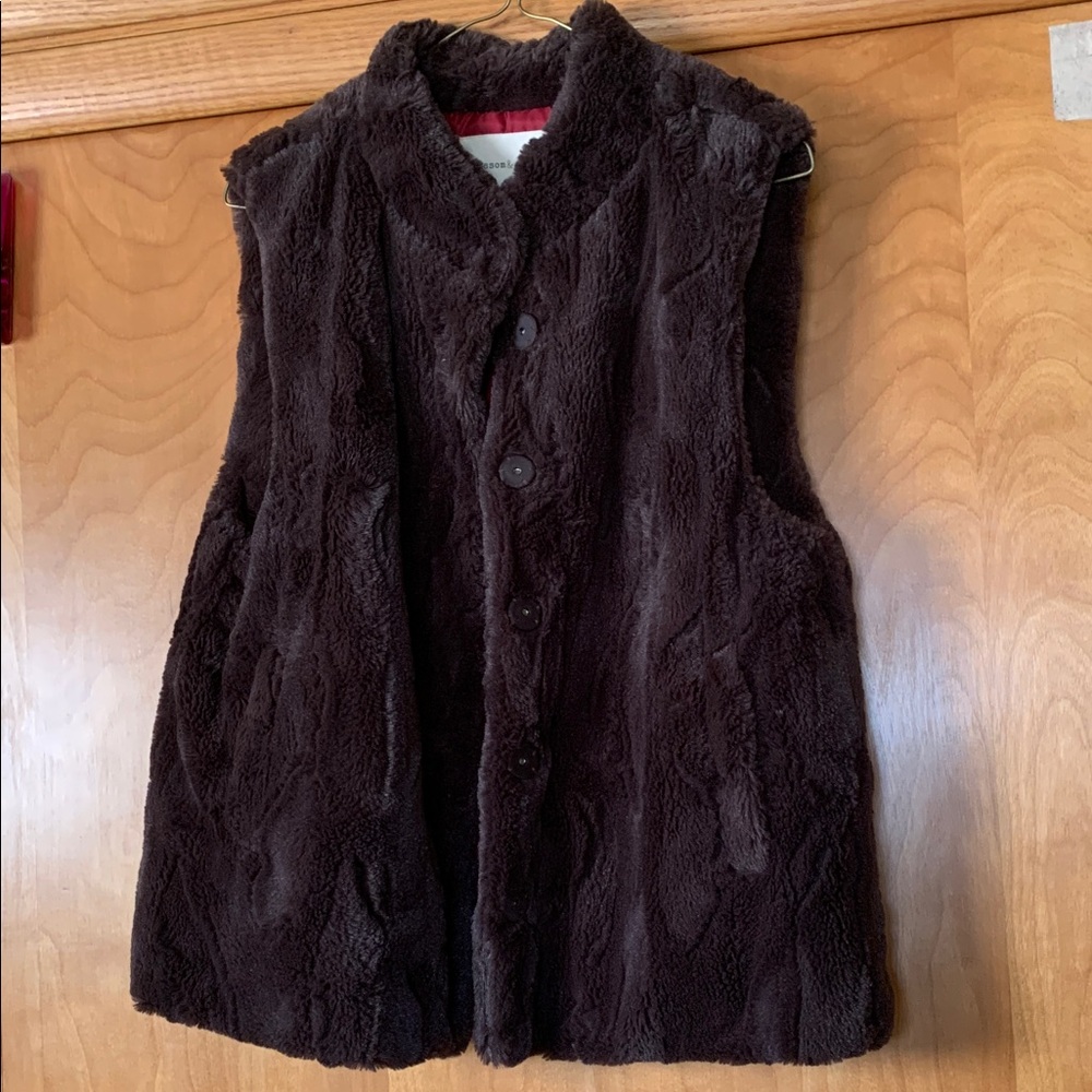 Women's Faux Fur Vest - Dark Brown